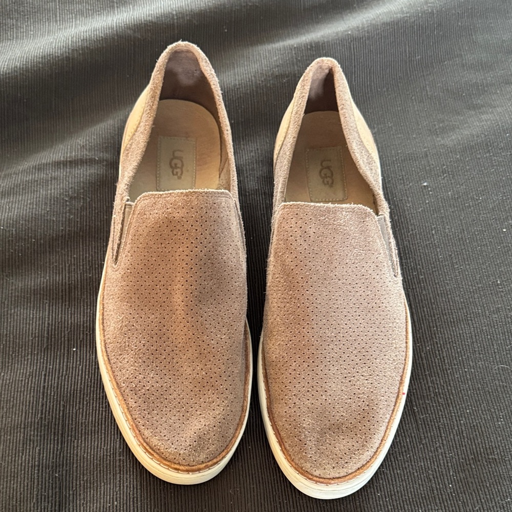 UGG Women's Perforated Suede Slip-On Loafers in Taupe